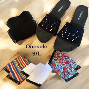 Onesole Black Sandals with Colorful Interchangeable Straps